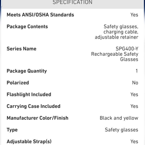 Safety glass with inspection light - Picture 9 of 9